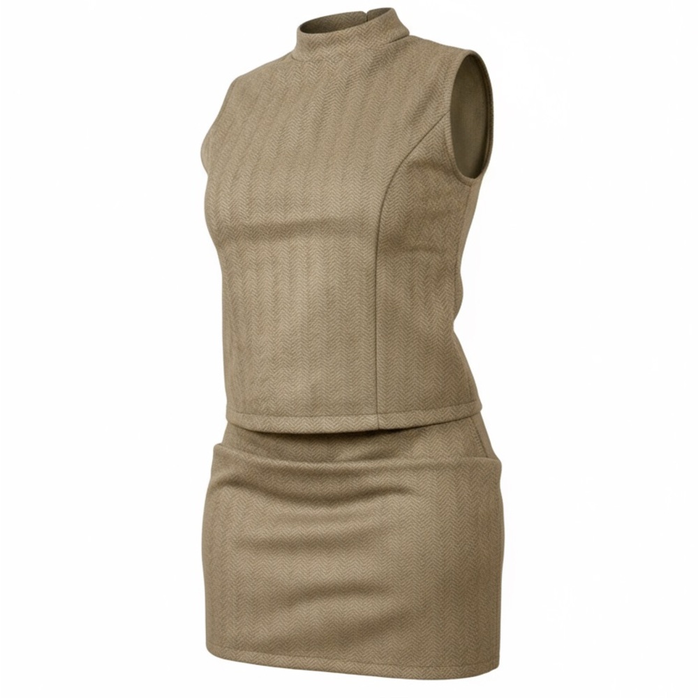 Elegant Tan Women's Skirt Set
